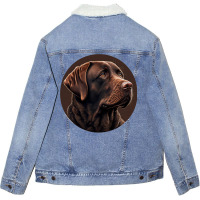 Chocolate Labrador Retriever Stars Unisex Sherpa-lined Denim Jacket | Artistshot