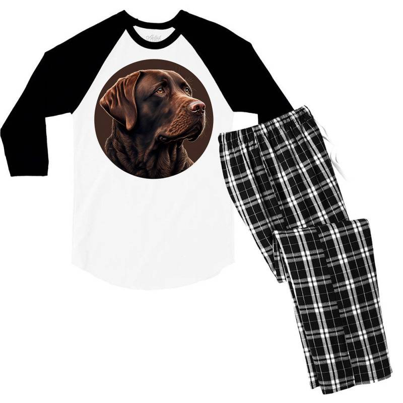 Chocolate Labrador Retriever Stars Men's 3/4 Sleeve Pajama Set | Artistshot