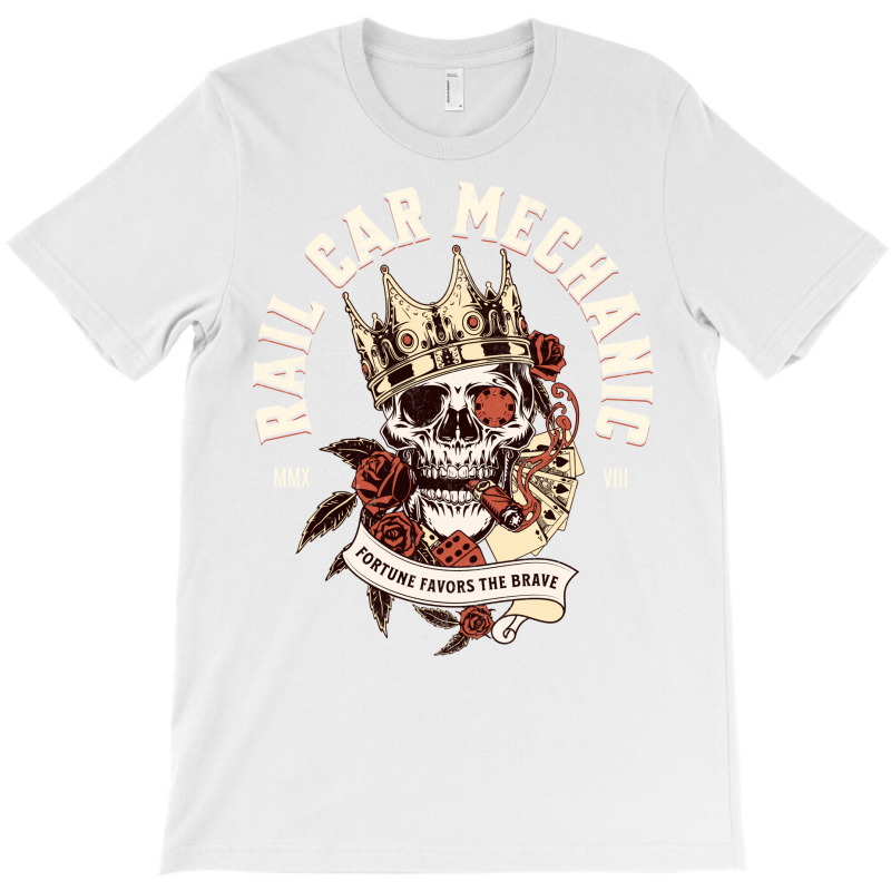 Rail Car Mechanic Skull With Cigar Design T-shirt | Artistshot