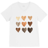 Melanin Skin Tone Hearts Black History Month Women V-neck Tee | Artistshot