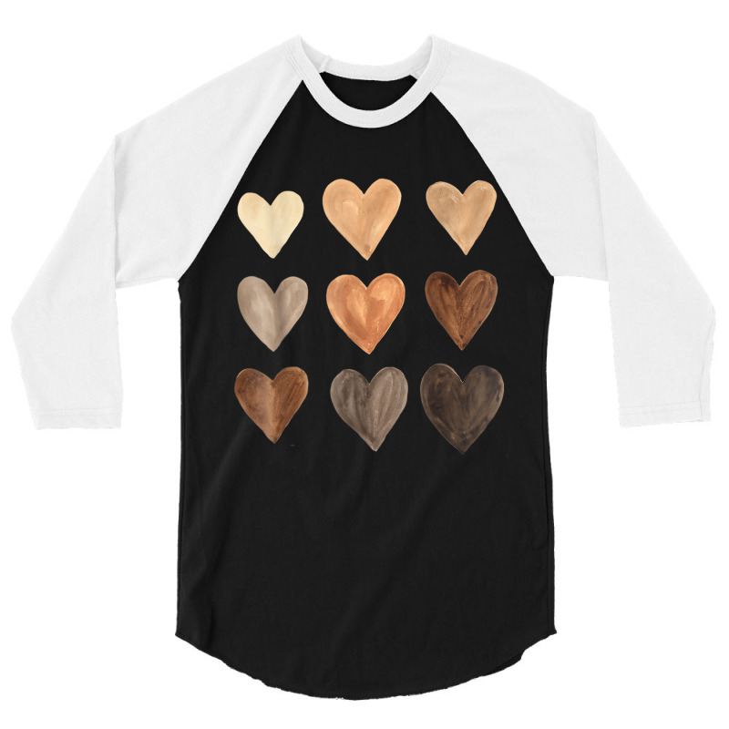 Melanin Skin Tone Hearts Black History Month Women 3/4 Sleeve Shirt | Artistshot