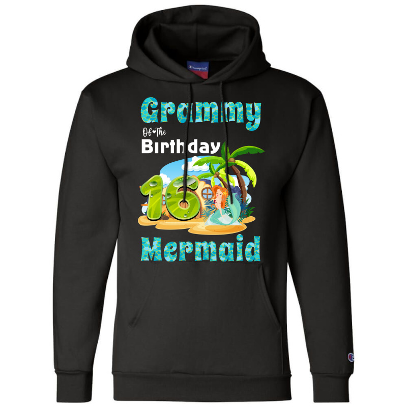 Cute Mermaid Grammy Of The 16th Birthday Retro Champion Hoodie by zrigkhudeu | Artistshot