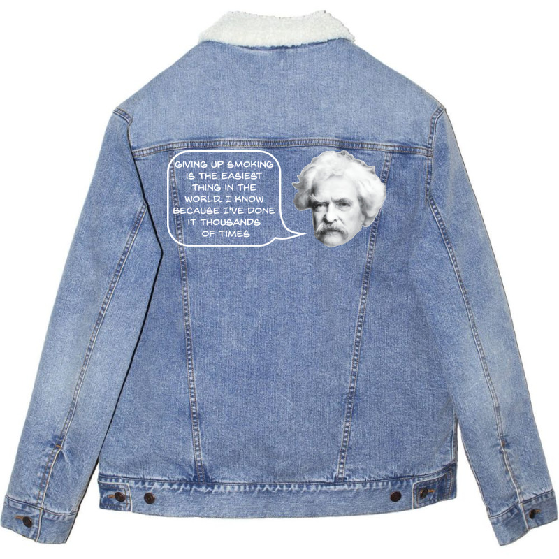 Mark Twain On Smoking 70s Unisex Sherpa-Lined Denim Jacket by alheklupsm | Artistshot