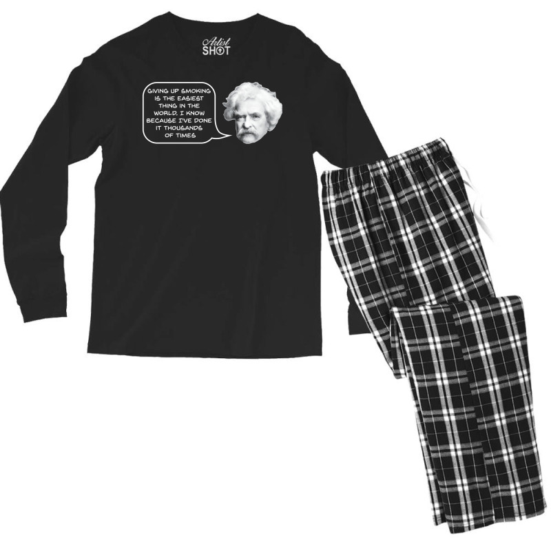 Mark Twain On Smoking 70s Men's Long Sleeve Pajama Set by alheklupsm | Artistshot