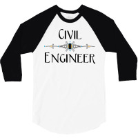 Civil Engineer Decorative Line Nature 3/4 Sleeve Shirt | Artistshot