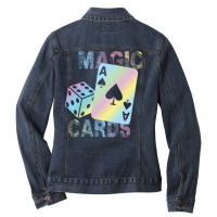 Games Cards Stars Ladies Denim Jacket | Artistshot