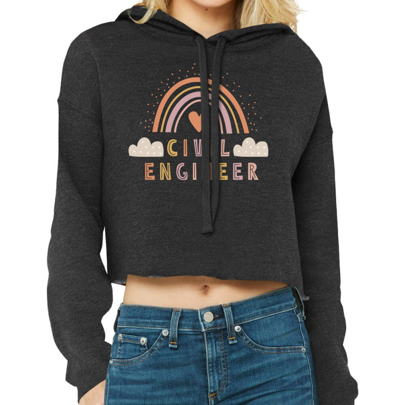 Civil Engineer Boho Casual Over The Rainbow Design Cropped Hoodie by tonetayenog | Artistshot