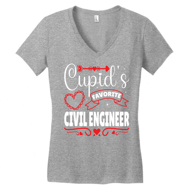 Cupids Favorite Civil Engineer Valentines Day Gift Women's V-Neck T-Shirt by volnybareenb | Artistshot