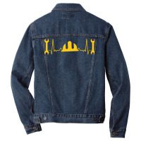 Civil Engineer Heartbeat Ekg Heart Rate Civil Engi Men Denim Jacket | Artistshot