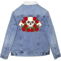 Poker Gambler Casino Skull Poker Texas Holdem Cool Unisex Sherpa-lined Denim Jacket | Artistshot