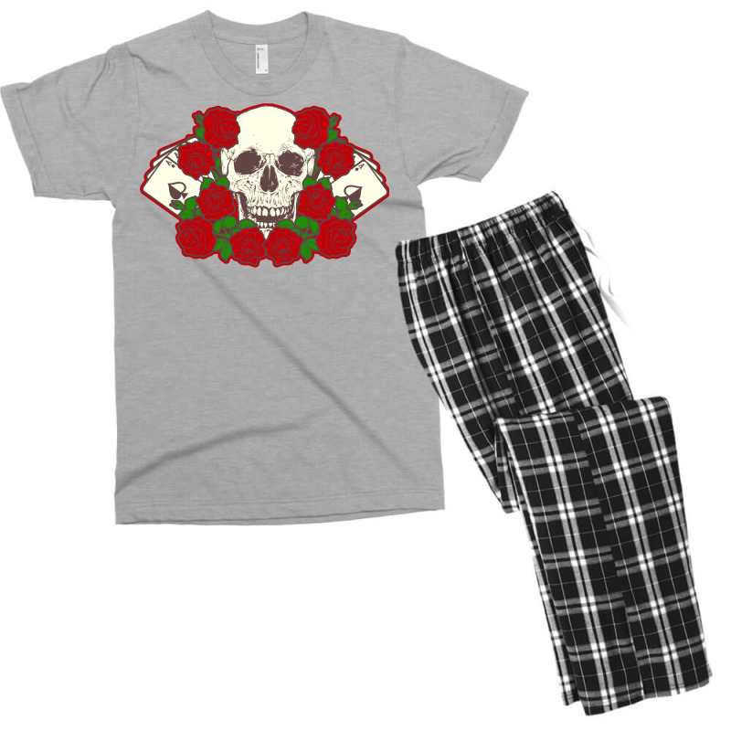 Poker Gambler Casino Skull Poker Texas Holdem Cool Men's T-shirt Pajama Set | Artistshot