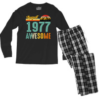 August 1977 Birthday Gift  Vintage August 1977 Awe Men's Long Sleeve Pajama Set | Artistshot