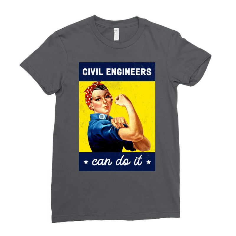 Civil Engineer Rosie The Riveter Poster Design Ladies Fitted T-Shirt by kuwukmauser8 | Artistshot