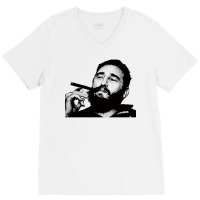 Young Fidel Castro Smoking Cigar Retro V-neck Tee | Artistshot