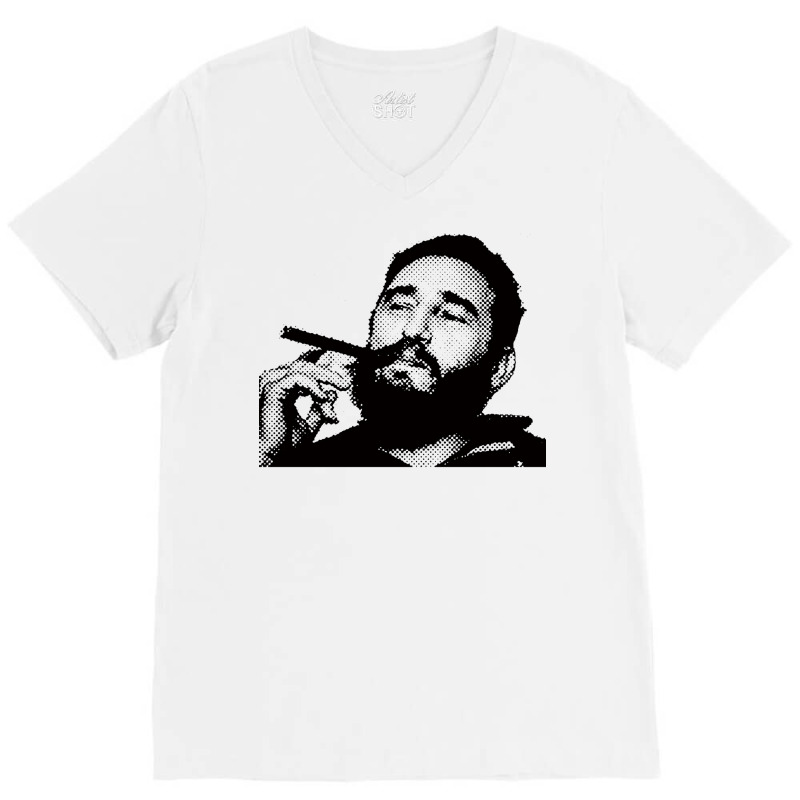 Young Fidel Castro Smoking Cigar Retro V-Neck Tee by alheklupsm | Artistshot