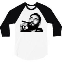 Young Fidel Castro Smoking Cigar Retro 3/4 Sleeve Shirt | Artistshot