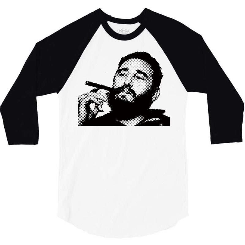 Young Fidel Castro Smoking Cigar Retro 3/4 Sleeve Shirt by alheklupsm | Artistshot