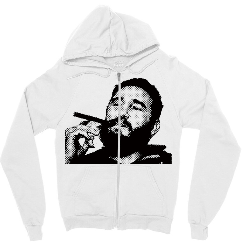 Young Fidel Castro Smoking Cigar Retro Zipper Hoodie by alheklupsm | Artistshot