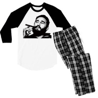 Young Fidel Castro Smoking Cigar Retro Men's 3/4 Sleeve Pajama Set | Artistshot