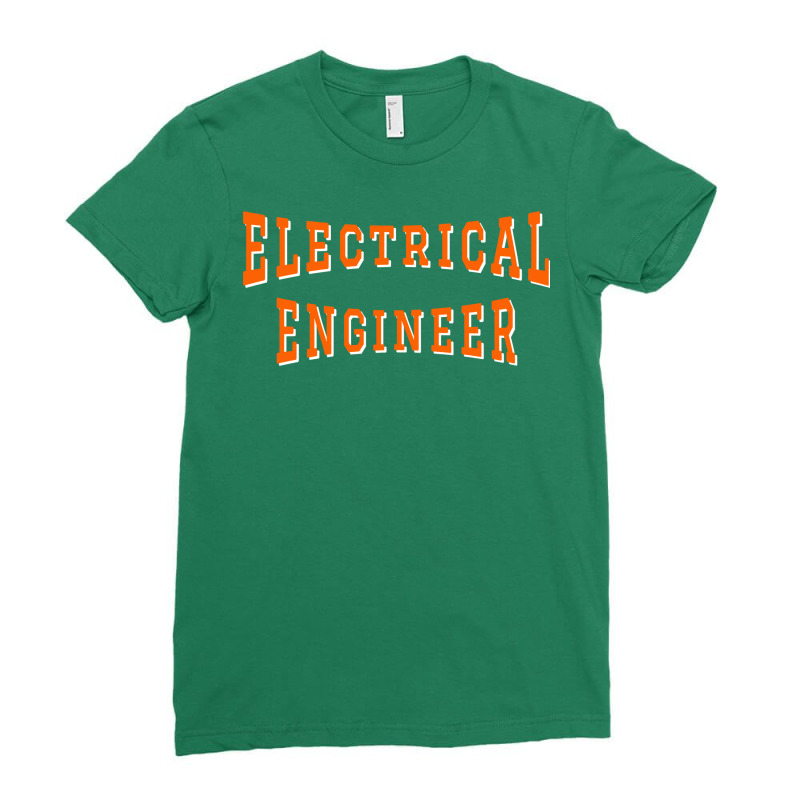 Electrical Engineer In Orange Color Text Aesthetic Ladies Fitted T-Shirt by sokratugnneq | Artistshot