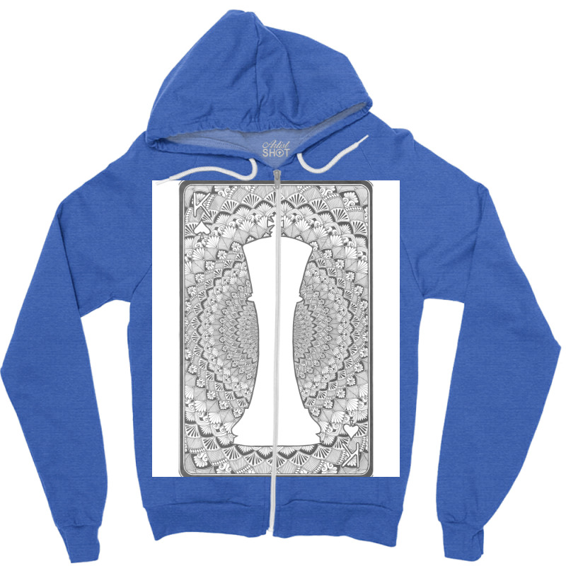 King Card Mandala Green Zipper Hoodie | Artistshot