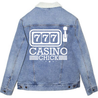 Casino Chick Las Vegas Slot Machine Roulette Woman Unisex Sherpa-lined Denim Jacket | Artistshot