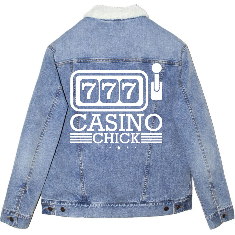 Casino Chick Las Vegas Slot Machine Roulette Woman Unisex Sherpa-lined Denim Jacket | Artistshot