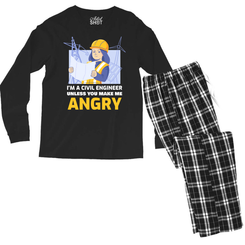 Im A Civil Engineer Unless You Make Me Angry Trave Men's Long Sleeve Pajama Set by volnybareenb | Artistshot