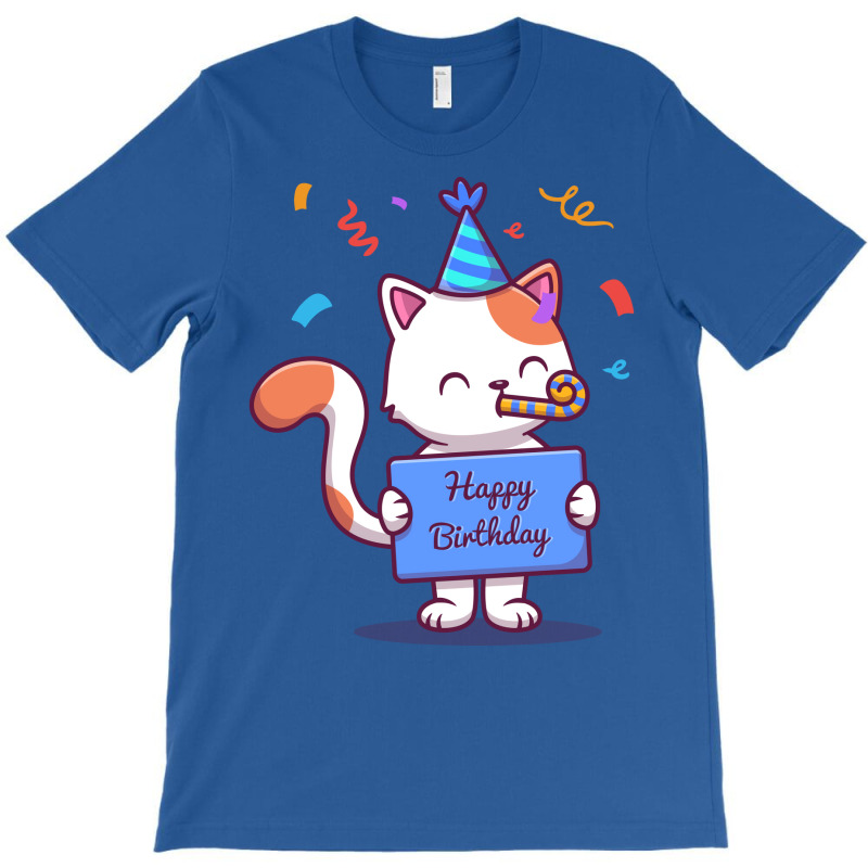 Cute Birthday Cat With Confetti Gift T-shirt | Artistshot