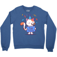 Cute Birthday Cat With Confetti Gift Crewneck Sweatshirt | Artistshot