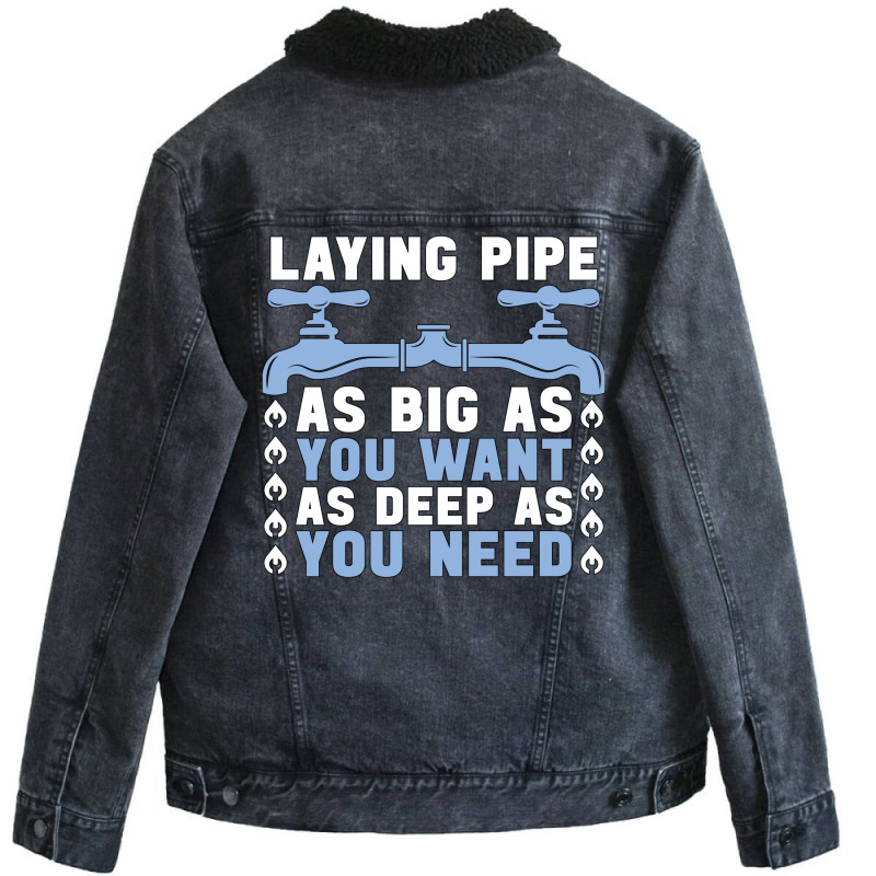 Plumber Laying Pipe As Big Plumbing Pipe Plumbers Unisex Sherpa-lined Denim Jacket | Artistshot