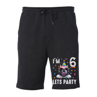 Lets Party 6th Birthday With French Bulldog Aesthe Fleece Short | Artistshot