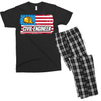 Civil Engineer American Flag Patriotic Civil Engin Men's T-shirt Pajama Set | Artistshot