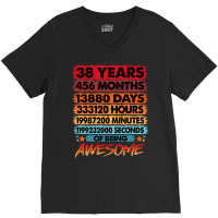 38th Birthday  38 Years Old Vintage Birthday 80s V-neck Tee | Artistshot