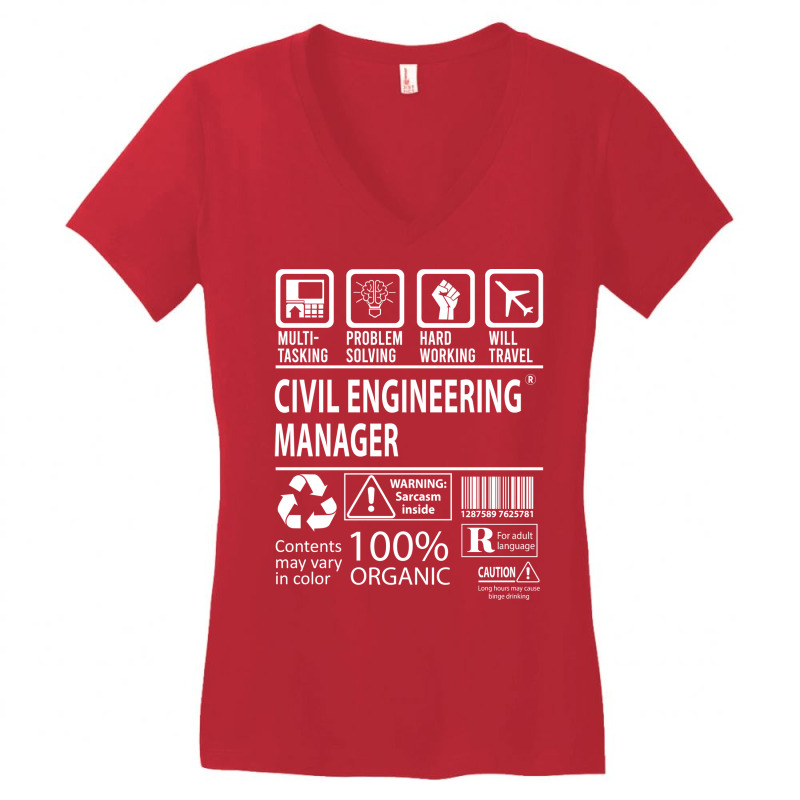 Civil Engineering Manager T  Multitasking Certifie Women's V-Neck T-Shirt by elenlryehi3 | Artistshot