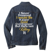 Civil Engineer Retro Stars Ladies Denim Jacket | Artistshot