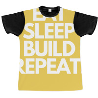 Eat Sleep Build Repeat Hippie Retro Graphic T-shirt | Artistshot