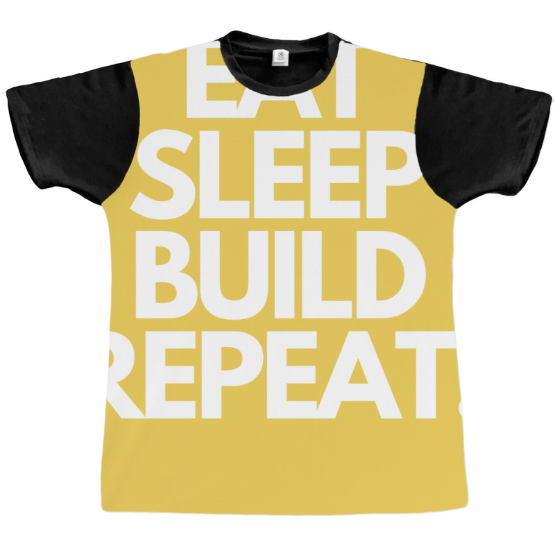 Eat Sleep Build Repeat Hippie Retro Graphic T-shirt | Artistshot