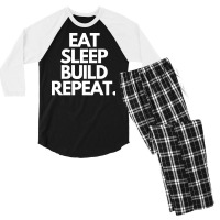 Eat Sleep Build Repeat Hippie Retro Men's 3/4 Sleeve Pajama Set | Artistshot