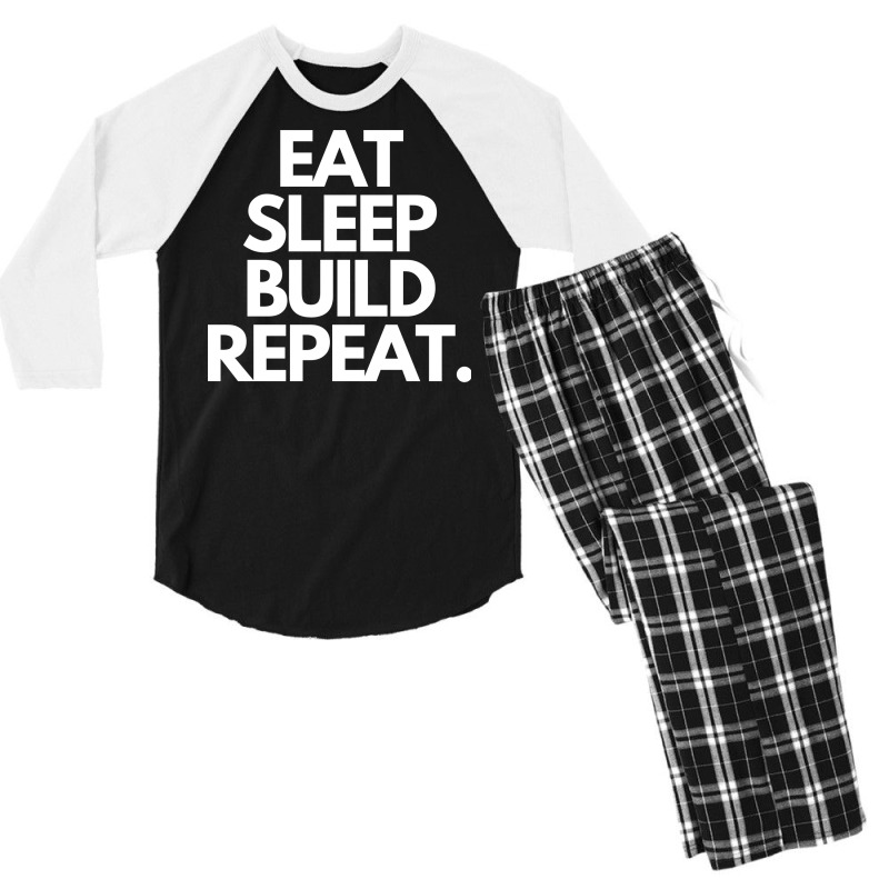 Eat Sleep Build Repeat Hippie Retro Men's 3/4 Sleeve Pajama Set | Artistshot