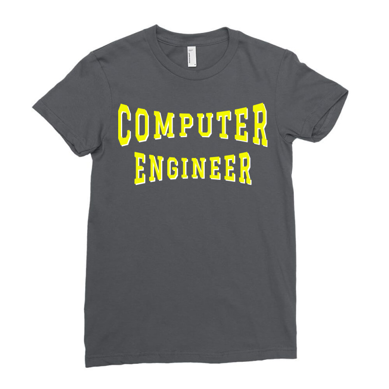 Computer Engineer In Yellow Color Text Cute Ladies Fitted T-Shirt by commeyvancht | Artistshot