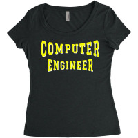 Computer Engineer In Yellow Color Text Cute Women's Triblend Scoop T-shirt | Artistshot