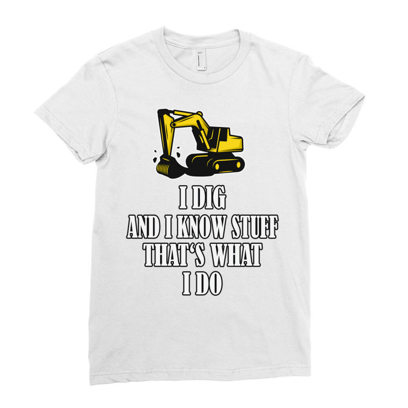 Funny Construction Worker Excavator Cool Ladies Fitted T-Shirt by commeyvancht | Artistshot