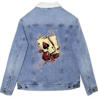 Casino Cards Poker Blackjack Cubes Yellow Unisex Sherpa-lined Denim Jacket | Artistshot