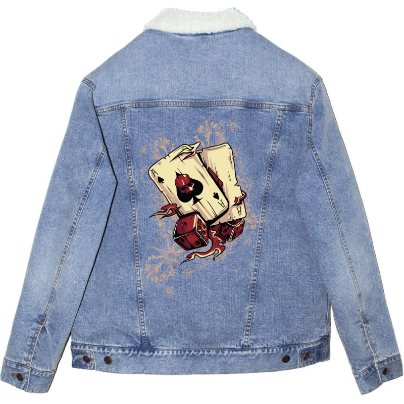 Casino Cards Poker Blackjack Cubes Yellow Unisex Sherpa-lined Denim Jacket | Artistshot