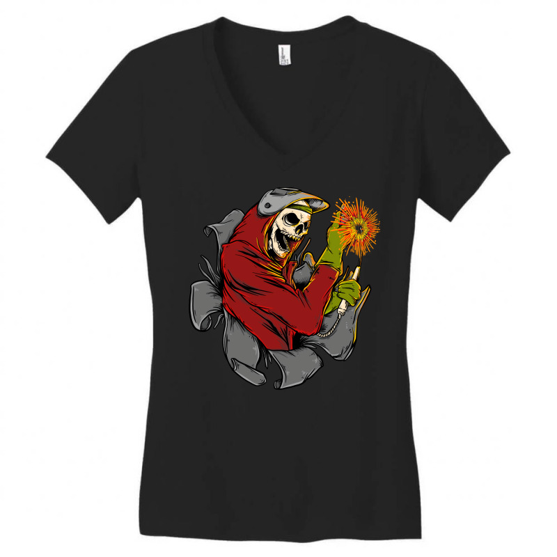 Welder Skull Women's V-Neck T-Shirt by kuzuyawyrickh | Artistshot