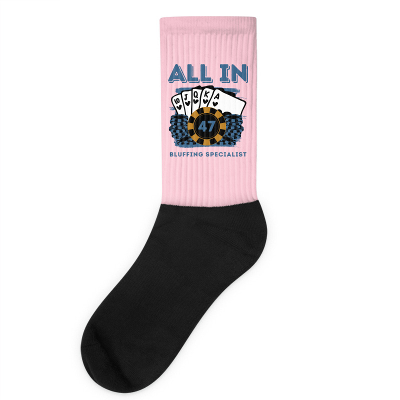 All In 47 47th Poker Casino 47 Years Old Poker Gam Socks | Artistshot