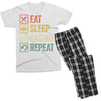 Funny Eat Sleep Casino Repeat Retro Vintage Gift G Men's T-shirt Pajama Set | Artistshot