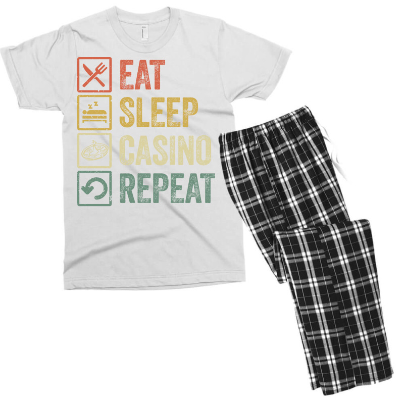 Funny Eat Sleep Casino Repeat Retro Vintage Gift G Men's T-shirt Pajama Set | Artistshot