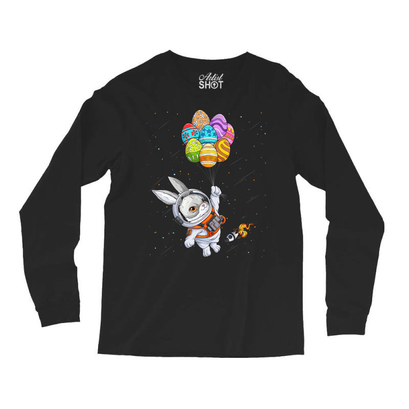 Happy Easter Day Bunny Egg Astronaut Space Boys Gi Long Sleeve Shirts | Artistshot